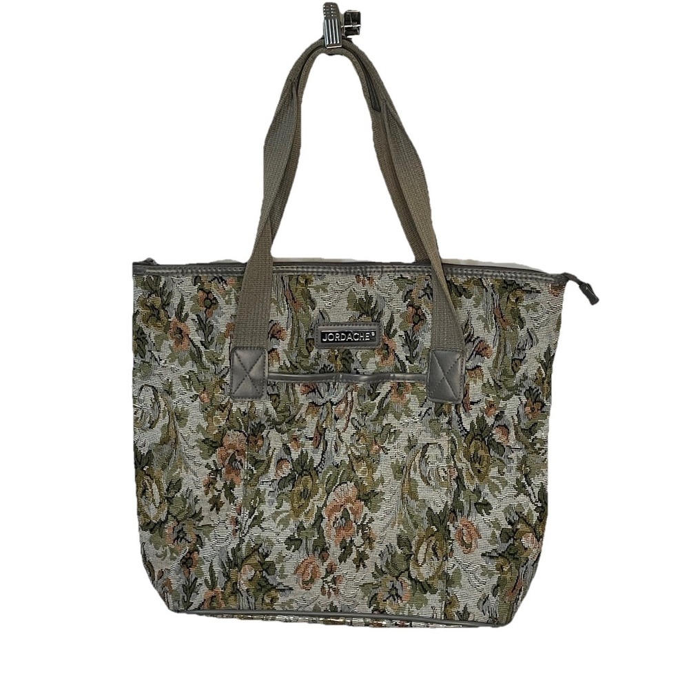 Jordache Tote Bag Floral Tapestry 1990's Shoulder Bag Luggage Vintage